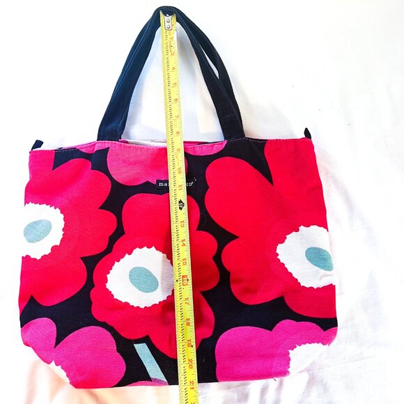 Marimekko Tote Poppy Breast Cancer Awareness Red Black Green Canvas Bag - Picture 9 of 14
